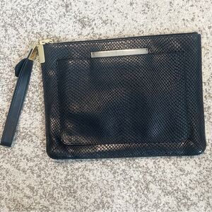 Times Arrow Black Leather Wrislet/Clutch Bag